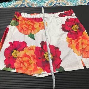Floral Print Shorts with Red and Yellow Flowers